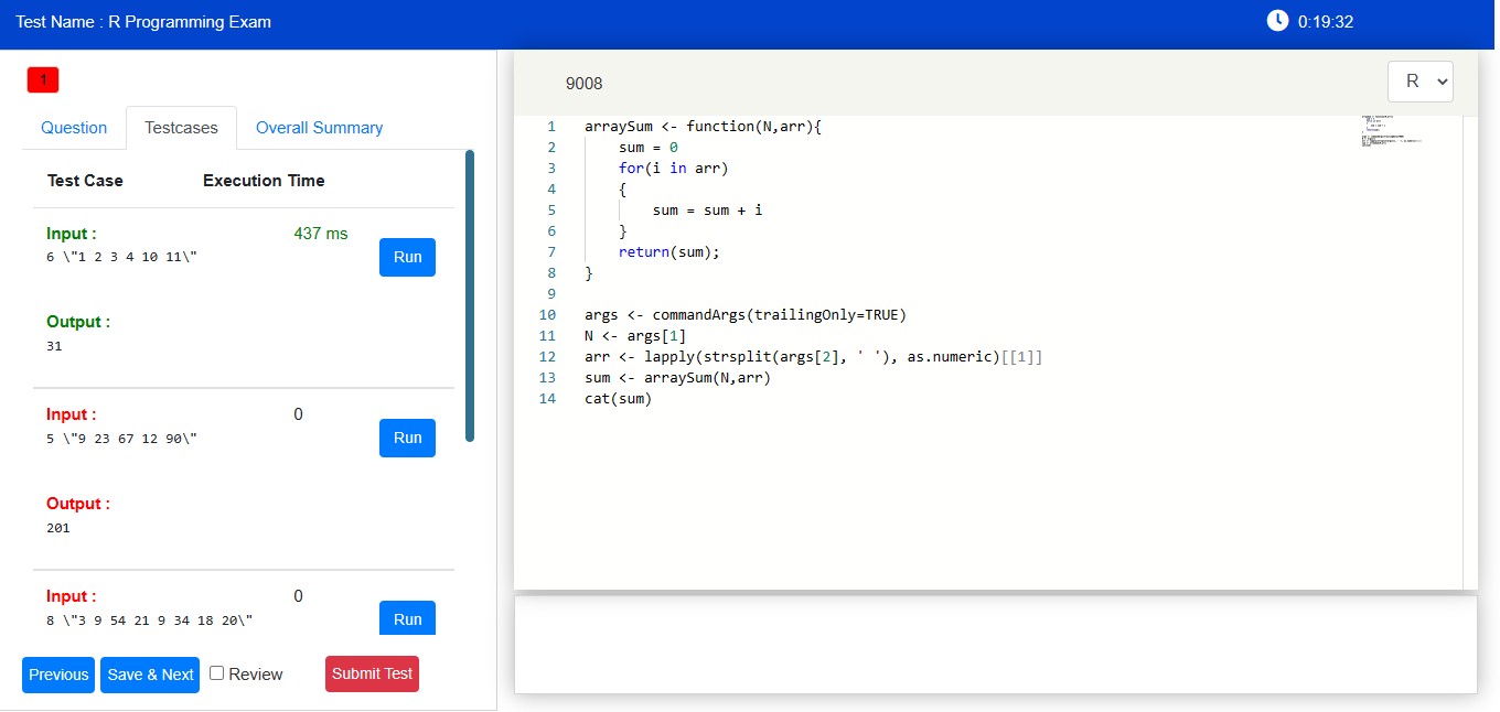 Coding Test with Online Compiler